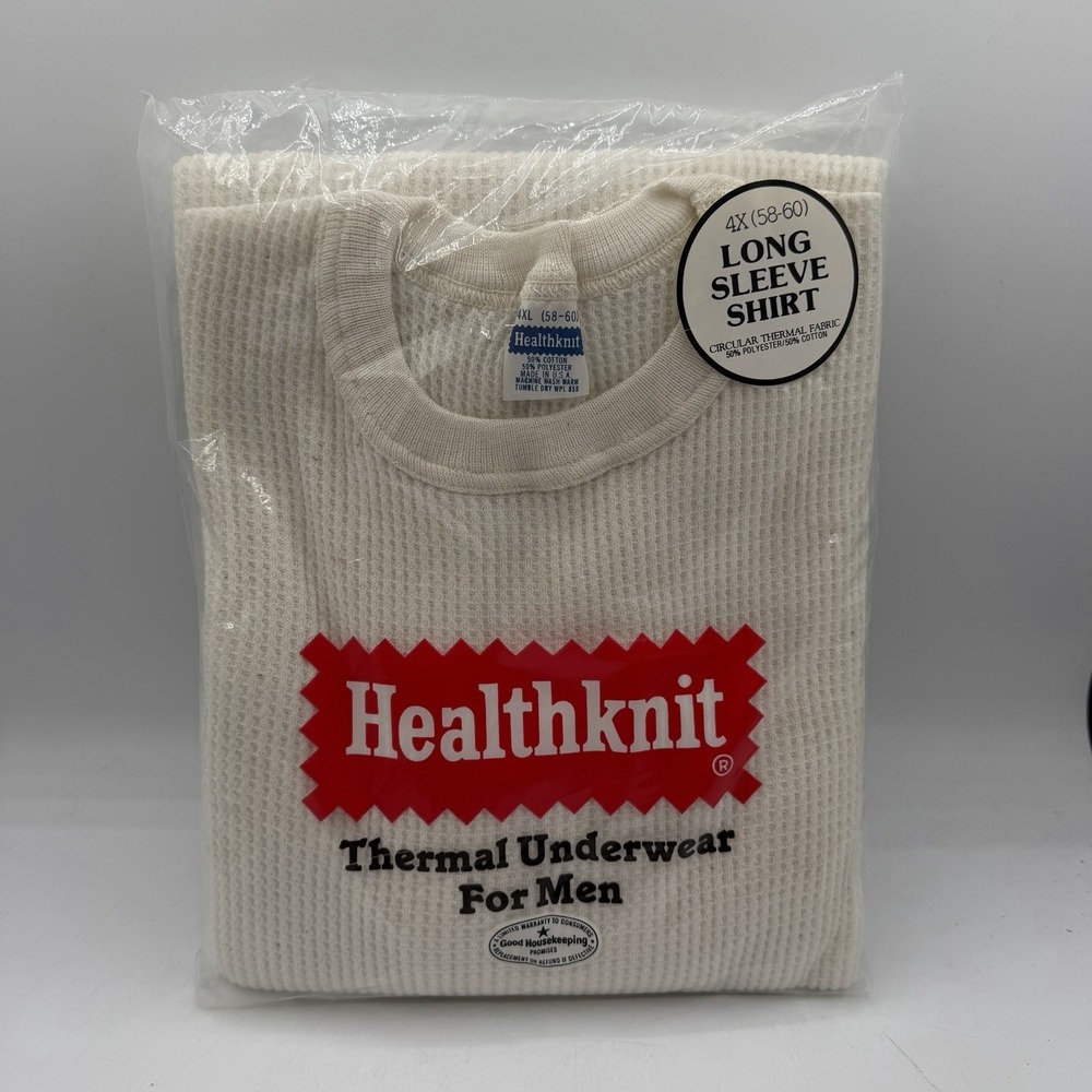 Vintage Healthknit Thermal Long Sleeve Shirt Mens 4XL 58-60 Underwear USA Made